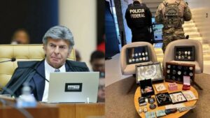 Fachada do prédio do Supremo Tribunal Federal em Brasília, com suas colunas características e o céu ao fundo.